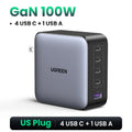 Cargador UGREEN GaN de 100 W con 5 puertos USB-C, QC4.0, 3.0 y PPS para MacBook Air, portátil y tableta. Cargador PDFast para iPhone 17, 16 y 15 Pro.