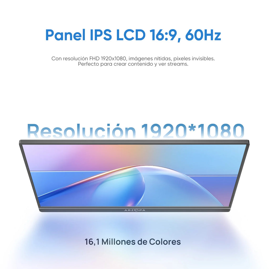 Monitor portátil ARZOPA de 15,6 pulgadas, pantalla externa FHD IPS 1080p, monitor secundario para portátil/Mac, USB-C/HDMI, A1