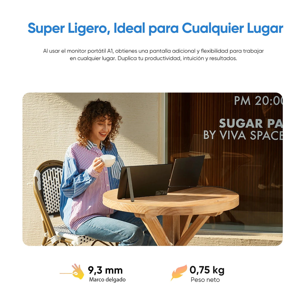 Monitor portátil ARZOPA de 15,6 pulgadas, pantalla externa FHD IPS 1080p, monitor secundario para portátil/Mac, USB-C/HDMI, A1