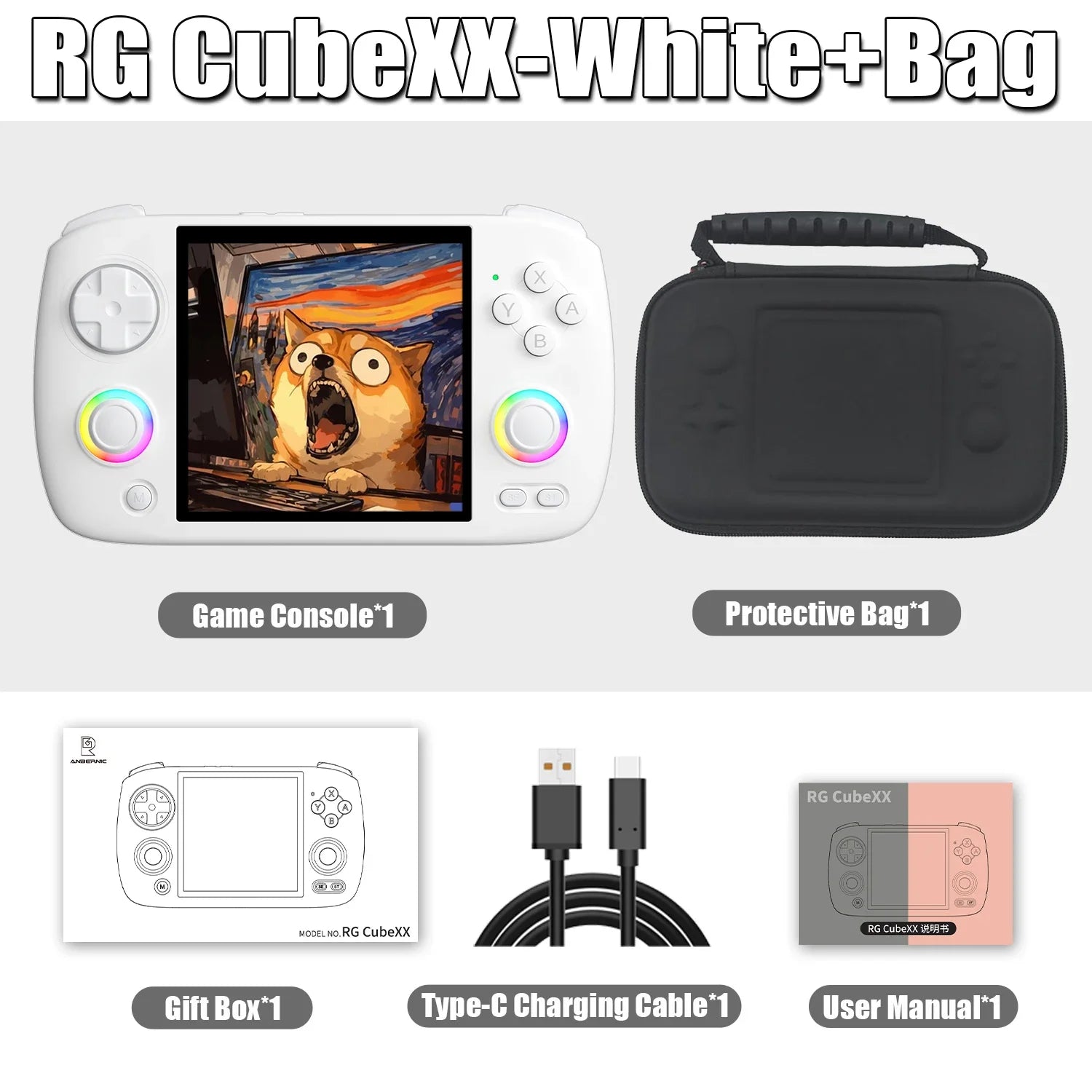 Consola Retro Portátil ANBERNIC RG Cube XX | Pantalla IPS 3.95”, WiFi, Bluetooth y Sistema Linux – Compatible con PSP, Perfecta para Regalo Gamer
