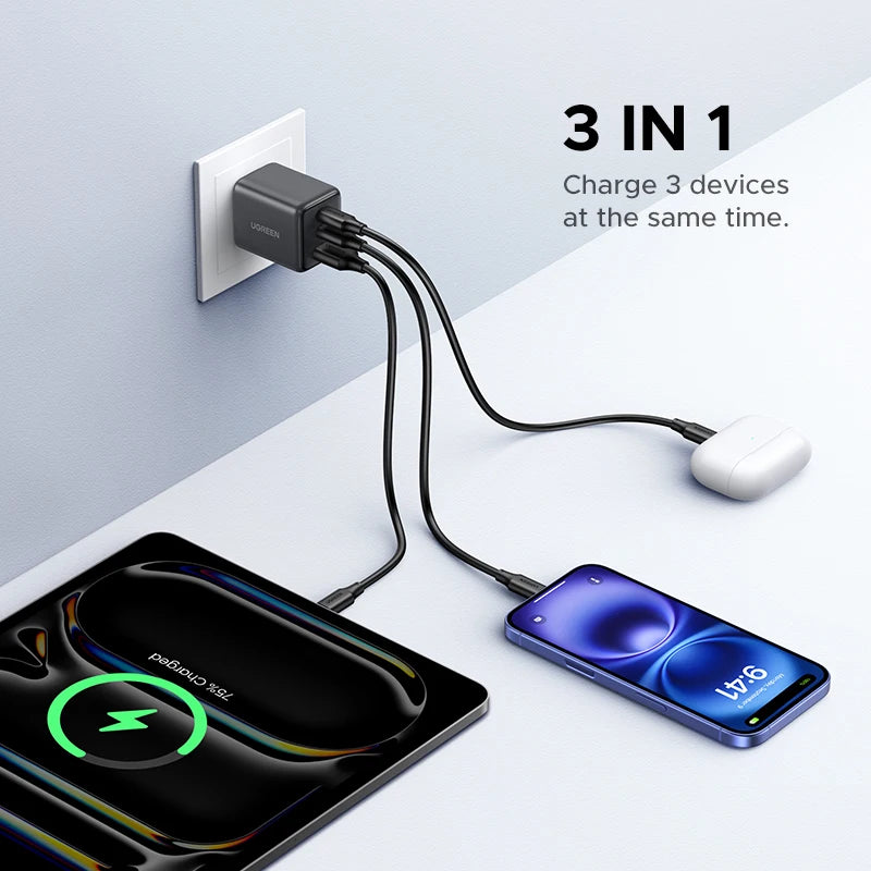 Cargador rápido UGREEN GaN Mini 30W | Compatible con iPhone, Samsung, Xiaomi y tablets