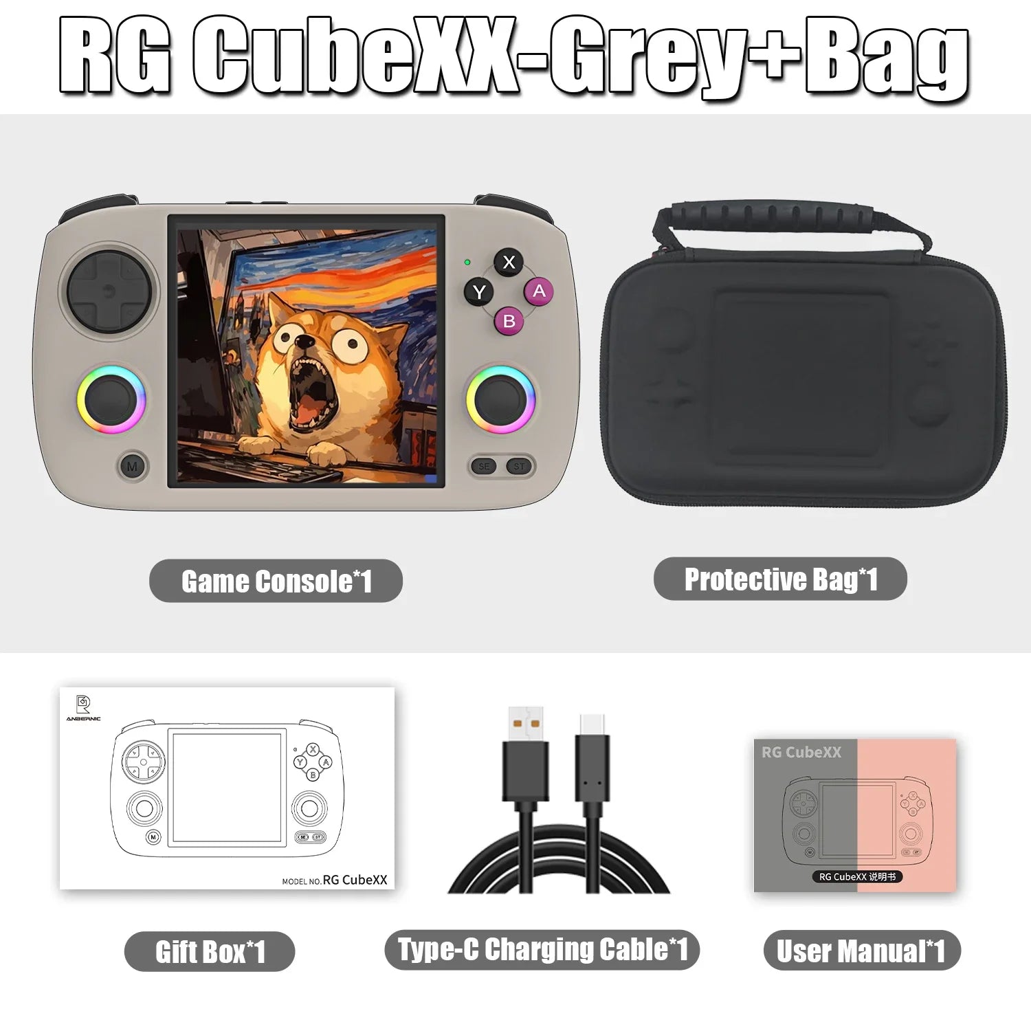 Consola Retro Portátil ANBERNIC RG Cube XX | Pantalla IPS 3.95”, WiFi, Bluetooth y Sistema Linux – Compatible con PSP, Perfecta para Regalo Gamer
